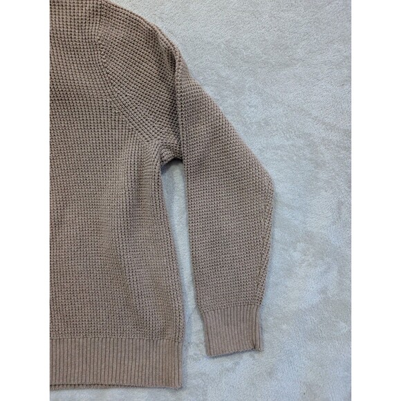 J Crew Mens XL Tan Waffle Texture Cotton Knit 1/4 Zip Sweater Pullover - Picture 8 of 16